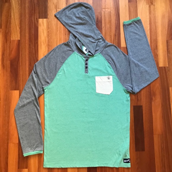 Volcom Other - VOLCOM Tempest Hooded Henley Large Grey Green